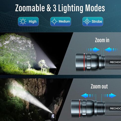 Rechargeable Flashlights High Lumens, G1000 Super Bright Flash Light, Small Zoomable LED Flashlight with 3 Lighting Modes, Portable Tactical Flashlight for Camping Essentials (Battery Included)-Blue in Saudi Arabia