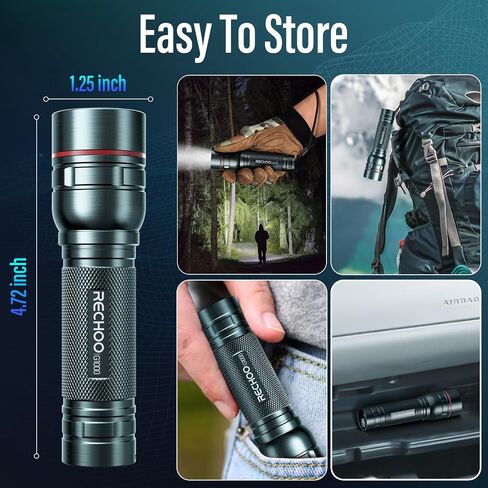 Rechargeable Flashlights High Lumens, G1000 Super Bright Flash Light, Small Zoomable LED Flashlight with 3 Lighting Modes, Portable Tactical Flashlight for Camping Essentials (Battery Included)-Blue in Saudi Arabia