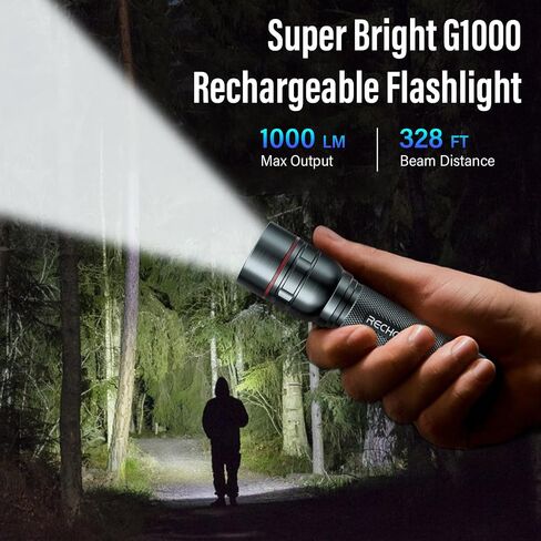 Rechargeable Flashlights High Lumens, G1000 Super Bright Flash Light, Small Zoomable LED Flashlight with 3 Lighting Modes, Portable Tactical Flashlight for Camping Essentials (Battery Included)-Blue in Saudi Arabia