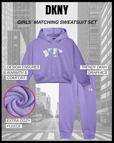 DKNY Baby Girls' Jogger Set - 2 Piece Hoodie Outfit Playwear Bundle (Infant/Toddler) in Saudi Arabia