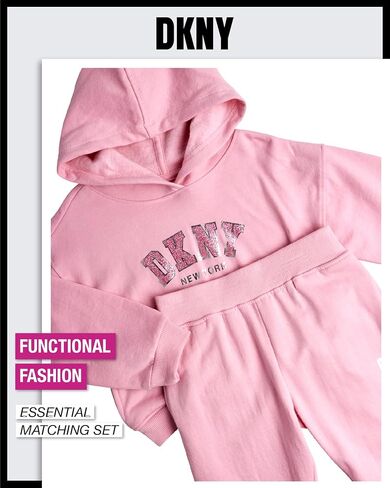 DKNY Baby Girls' Jogger Set - 2 Piece Hoodie Outfit Playwear Bundle (Infant/Toddler) in Saudi Arabia