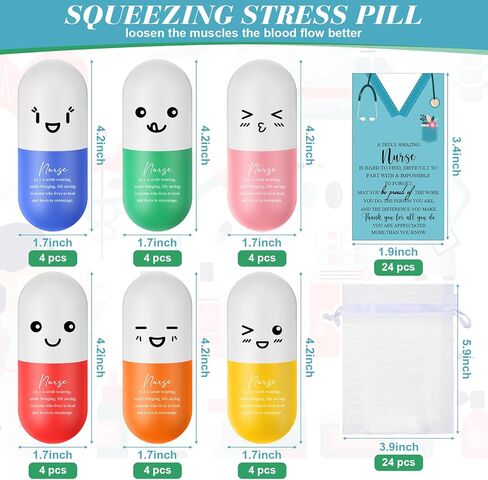 كرات الضغط من شابي - كرات الضغط المحفزة لتقدير الممرضات - كرات الضغط التحفيزية - كرات إسفنجية مع بطاقة شكر للممرضات - ألعاب إدارة الغضب هدية عيد الميلاد الطبية (12 مجموعة، قلب) in Kuwait