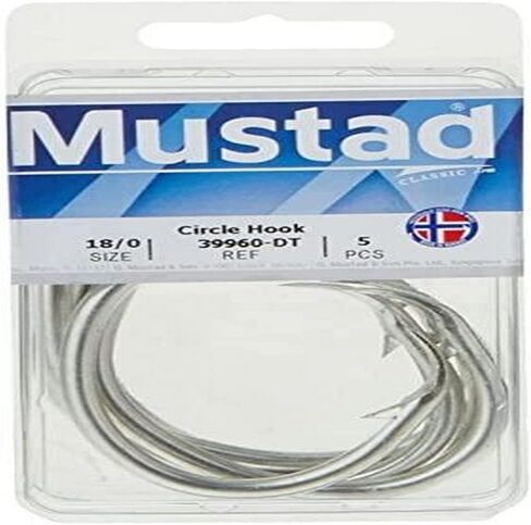 Mustad Classic 2 Extra Strong in Line Point Duratin Circle Fishing Hook | Strong for Heavy Tuna | Fewer Deep Hooks For Catch and Release, [Size 20/0,Pack 5] in Saudi Arabia
