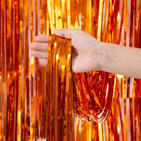 4 Pack 3.2x8.2ft Orange Tinsel Curtain Party Backdrop - Choonshow Foil Fringe Curtain Orange Party Decor Streamers for Birthday Baby Shower Bachelorette Euphoria Theme Party Decorations in Saudi Arabia