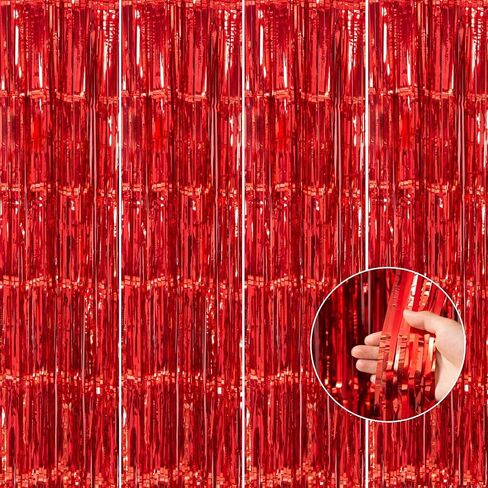 4 Pack 3.2x8.2ft Orange Tinsel Curtain Party Backdrop - Choonshow Foil Fringe Curtain Orange Party Decor Streamers for Birthday Baby Shower Bachelorette Euphoria Theme Party Decorations in Saudi Arabia