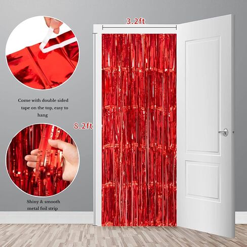 4 Pack 3.2x8.2ft Orange Tinsel Curtain Party Backdrop - Choonshow Foil Fringe Curtain Orange Party Decor Streamers for Birthday Baby Shower Bachelorette Euphoria Theme Party Decorations in Saudi Arabia