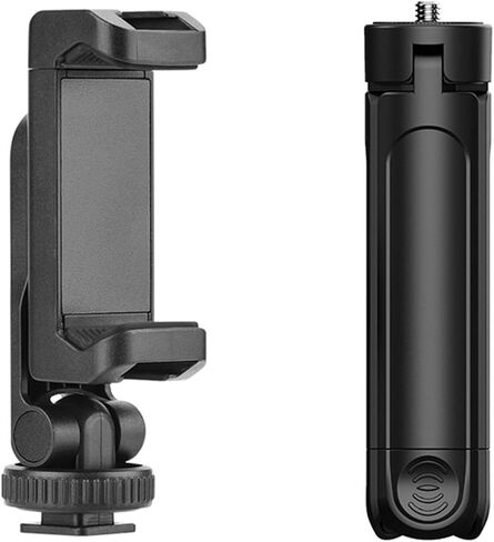 Mini Telescopic Tripod Fixed Bracket for Sports Camera/Cell Phone Clip with 1/4 Thread Port, Portable Extended Tripod Phone Clamp Screw Nut Adapter Accessories (Extended Tripod+Phone Clamp) in Kuwait