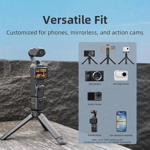 Mini Telescopic Tripod Fixed Bracket for Sports Camera/Cell Phone Clip with 1/4 Thread Port, Portable Extended Tripod Phone Clamp Screw Nut Adapter Accessories (Extended Tripod+Phone Clamp) in Kuwait