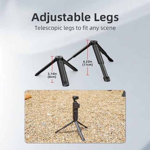 Mini Telescopic Tripod Fixed Bracket for Sports Camera/Cell Phone Clip with 1/4 Thread Port, Portable Extended Tripod Phone Clamp Screw Nut Adapter Accessories (Extended Tripod+Phone Clamp) in Kuwait