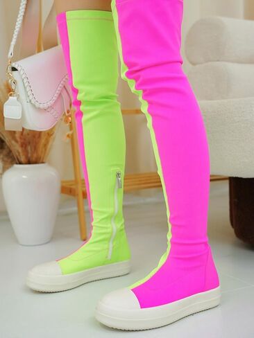 Cape Robbin Twotone Knee High Boots Over Knee Boots for Women - Thigh High Boots for Women - Boots for Women Knee High Thigh high Boots, Long Sneakers (Crysta) in Saudi Arabia