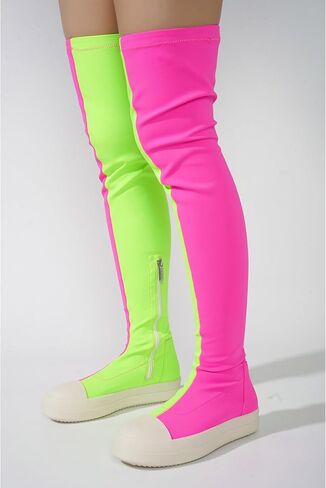 Cape Robbin Twotone Knee High Boots Over Knee Boots for Women - Thigh High Boots for Women - Boots for Women Knee High Thigh high Boots, Long Sneakers (Crysta) in Saudi Arabia