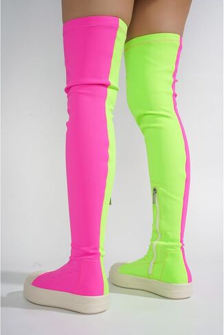 Cape Robbin Twotone Knee High Boots Over Knee Boots for Women - Thigh High Boots for Women - Boots for Women Knee High Thigh high Boots, Long Sneakers (Crysta) in Saudi Arabia