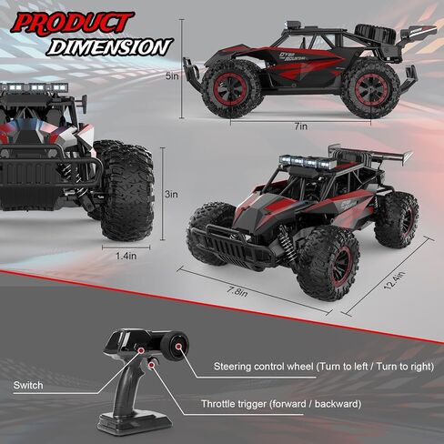 kolegend سيارة التحكم عن بعد 50 + دقيقة RC سيارات لعب 1:12 مقياس الوحش الشاحنات 20KM / H شاحنة الوحش التحكم عن بعد مع المصباح LED وهدايا بطارية قابلة للشحن للأولاد 8-12، أخضر in Saudi Arabia