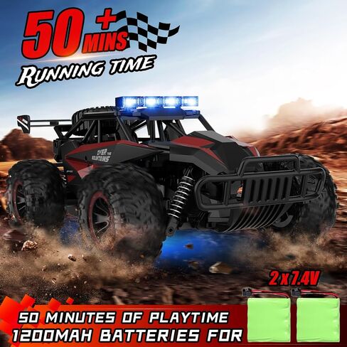 kolegend سيارة التحكم عن بعد 50 + دقيقة RC سيارات لعب 1:12 مقياس الوحش الشاحنات 20KM / H شاحنة الوحش التحكم عن بعد مع المصباح LED وهدايا بطارية قابلة للشحن للأولاد 8-12، أخضر in Saudi Arabia
