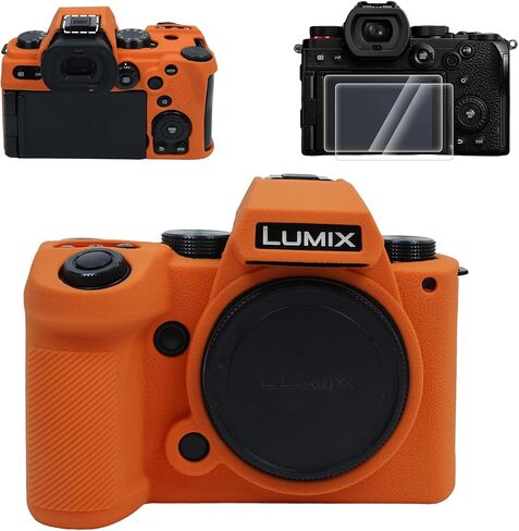 Protective Case for Panasonic LUMIX S5II/S5IIX,【Case*1 Screen Protector*2 Hot Shoe Cover*1】 LUMIX DC-S5II Camera Cover Full Body Case for DC-S5IIX Lightweight Shockproof-Black in Saudi Arabia
