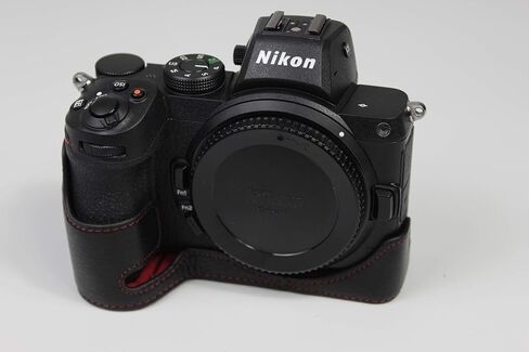 Z7 Z6 Z5 Case, BolinUS Handmade Genuine Real Leather Half Camera Case Bag Cover for Nikon Z5 Z6/Z6II Z7/Z7II Bottom Opening Version + Hand Strap (Black) in Saudi Arabia
