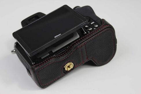 Z7 Z6 Z5 Case, BolinUS Handmade Genuine Real Leather Half Camera Case Bag Cover for Nikon Z5 Z6/Z6II Z7/Z7II Bottom Opening Version + Hand Strap (Black) in Saudi Arabia