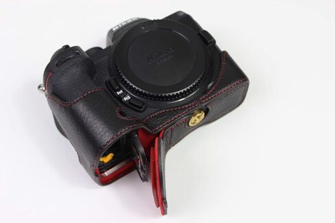 Z7 Z6 Z5 Case, BolinUS Handmade Genuine Real Leather Half Camera Case Bag Cover for Nikon Z5 Z6/Z6II Z7/Z7II Bottom Opening Version + Hand Strap (Black) in Saudi Arabia
