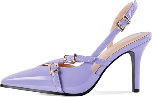 Soireelady حريمي بكعب Slingback بمقدمة مدببة وكعب عالي بكعب ستيليتو حذاء بحزام بإبزيم D'Orsay فساتين راقية أحذية 3.5 بوصة in Kuwait