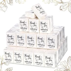 100 Pack Pocket Tissues Wedding Tissue Packs Travel Size Facial Tissues 3 Ply Mini Size Tissue Thank You for Celebrating With Us Individual Tissues for Wedding Graduation Celebration (Eucalyptus)