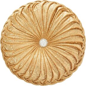 EUCIOR Gold Throw Pillows,Circular Pillow,Pumpkin Pleated Handmade Throw Pillows,Gold Pillows,Smooth Metallic Leather Decorative Pillows for Home Decor Bedroom Living Room Couch Bed Sofa(Gold)