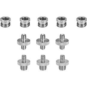 Andoer 1/4Inch-20 and 3/8Inch-16 Threaded Screw Adapter Mount Set Reducer Bushing Converter for Camera Tripod Monopod Ballhead Light Stand