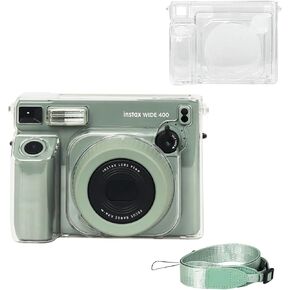 Rieibi Protective Clear Case for Fujifilm Instax Wide 400 Instant Camera, Clear Cover for Fuji Instax Wide 400 Camera Case, for Instax Wide 400 Case with Shoulder Strap