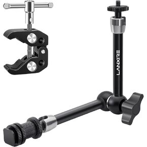 Super Clamp and 11'' Adjustable Friction Articulating Magic Arm for Universal Camera Cage/Rig, Monitor, Microphone - 5 x 1/4'' and 1 x 3/8'' Thread - Max Load 4.4lb