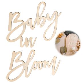 Wooden Baby in Bloom Sign, Baby Shower Party Sign Boy/Girl Gender Reveal Wooden Sign Baby Shower Backdrop Decorations Background for Photography Photo Props Pregnancy Wall Door Party Supplies