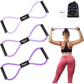 Figure 8 Resistance Band, Exercise Bands for Back, 8 Shaped Resistance Bands for Arms, Shoulder, Leg Stretching, Physical Therapy, Yoga, Pilates, Home Gym Workout Equipment for Women Men