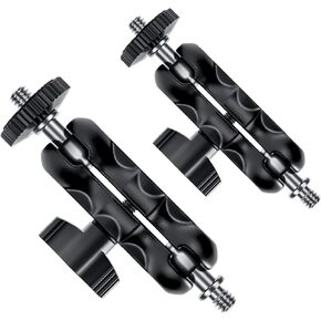 Magic Arm with Dual Ball Head and 1/4" Screw, Compatible with Super Clamp, Camera Cage, Monitor and Microphone, Max Load up to 2kg / 4.4lb - 2 Pieces