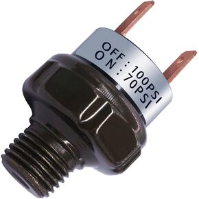 mankk Air Pressure Switch 70-100 PSI Thread 1/4" NPT 24V 12V DC Air Compressor Pressure Switch for Air Horn Train 70-100-1/4" NPT-BK