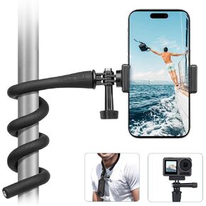 AFAITH Flex Mount Stroller Phone Holder Gooseneck Flexible Twist Camera Mount Selfie Stick Compatible with GoPro Hero 13/12/11/10/9/8/Insta360/DJI Osmo Action/AKASO/Smartphone Suitable