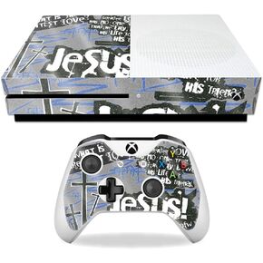 MightySkins Glossy Glitter Skin for Microsoft Xbox One S - Love Jesus | Protective, Durable High-Gloss Glitter Finish | Easy to Apply, Remove, and Change Styles | Made in The USA