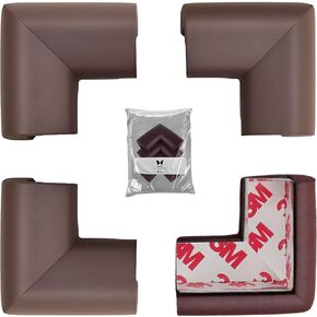 Yakolak 8pc Corner Protector Baby Proof Corners and Edges, Table Corner Protectors for Baby Safety Corner Guards, Baby Proofing Corner Bumpers for Furniture Corner, Rubber Foam 3M. (Brown, Pack of 8)