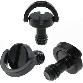 3PCS 1/4 Inch Black D Ring Camera Screw Stainless Steel Screw for Tripods Quick Release Camera Strap Screw for Monopods Light Stand Binoculars Ball Joint