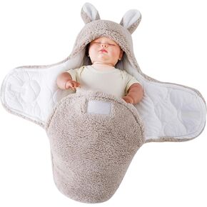 Baby Swaddle Blanket Newborn Receiving Blanket with Cute Rabbit Ears Soft Plush Wrap Sleeping Bag for 0-3 3-6 Months (Pink, 3-6M)