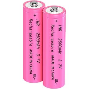 2 Pack 3.7 Volt 18650 Rechargeable Battery High Capacity Genuine18650 Battery Button Top Battery for Flashlight, Doorbells, Headlamps & More (Pink)