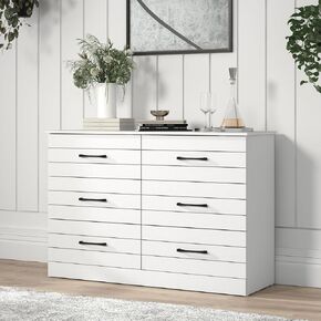 Galano Carmelo Wooden 6 Drawer Dresser Interlock for Bedroom, Wide Chest of Drawers for Children and Nursery, Closet Organizer Storage for Kids, 16.3" D x 46.5" W x 31.7" H, Concrete Cool Grey