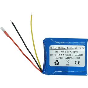 3.7V 1000mAh Replacement Battery for GoPr o Hero 4 & 5 Session, CHDHS-101, CHDHS-501, HWMR1, HWPR1, ABPAK-001, AHDBT-001, AHDBT-002, USN-6572728PWN-2P