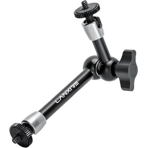 8 Inches Adjustable Friction Power Articulating Magic Arm with Double 1/4" Screw - Compatible with Cameras, Flash, LED Video Lights, Microphone, Monitors - Max Load 4.4lb/2kg