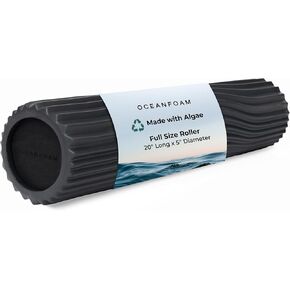 Oceanfoam Tidal Roller - Muscle Massage Foam Roller for Back Pain & Stretching - Ergonomic Wide Wave Textured - Yoga, Athletics, & Wellness - Full Size, 20" x 5" - Red Marbled