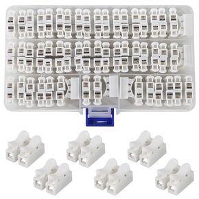 100PCS Wire Connectors Kit, Clamp Terminal Cable Clamp Connector, CH-2 CH-3 H-2 H-3 Electrical Cable Connectors Block, 2 Pin Push-in Quick Terminal Wire Cable Connector Wiring Terminal