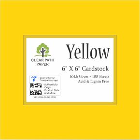 Lemon Yellow Cardstock - 4 x 4 inch - 65Lb Cover - 100 Sheets - Clear Path Paper