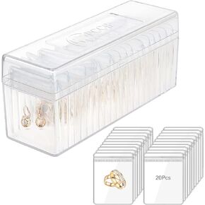 Acrylic Jewelry Box Organizer, Clear Jewelry Box Organizer with 20 Anti Tarnish Jewelry Bags, Travel Jewelry Case Organizers and Storage for Earrings Rings Necklaces for Women Girls