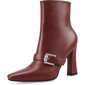 Ankle Boots Chunky High Heel Black Booties Closed Square Toe Short Boot with Side Zipper 4 Inches Heel Crocodile Pattern for Women Ladies Sexy