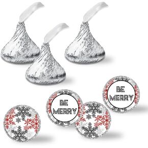 Naughty Or Nice Christmas Elf Holiday Party Kiss Sticker Labels, 300 Party Circle Sticker Sized 0.75" for Chocolate Drop Kisses by AmandaCreation, Great for Party Favors, Envelope Seals & Goodie Bags