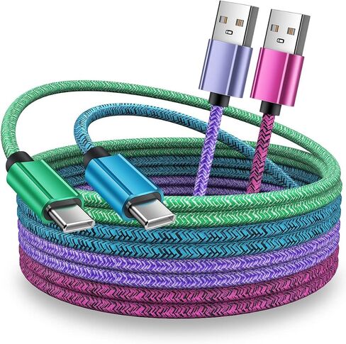 4 Pack C Type Charger Fast Charging Cable, Android Charger Cord for iPhone 16 15 Pro Max/Plus, Google Pixel 9 Pro XL 8 Pro 8a, Samsung A55 A35 A25 A15 S25 S24 Ultra Braided Auto Data Cable-1.6/3/5/6ft in Saudi Arabia
