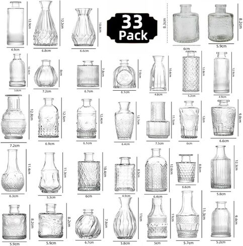 5pcs Glass Vases Set,Small Flower Vases for Wedding Centerpiece Table Decorations,Clear Embossed Mini Vases for Party or Home Decor in Saudi Arabia