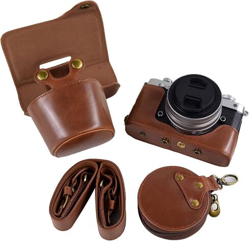 MUZIRI KINOKOO ZFC Case PU Leather Protective Camera Case Cover- Compatible for NIKON Z fc/Zfc and 16-50mm f/3.5-6.3 or 28mm f/2.9 SE Lens - Coffee in Kuwait